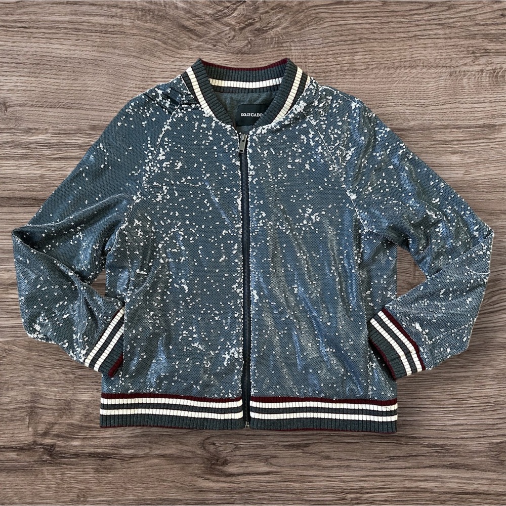 Vintage Sequin Dolce Cabo bomber jacket size small Full zip with pockets